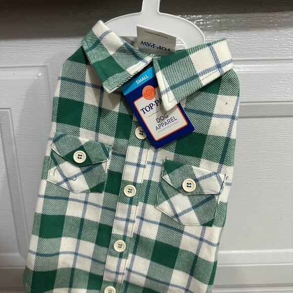 Top Paw Green and Blue Shacket Plaid Dog Shirt - S - Picture 13 of 13